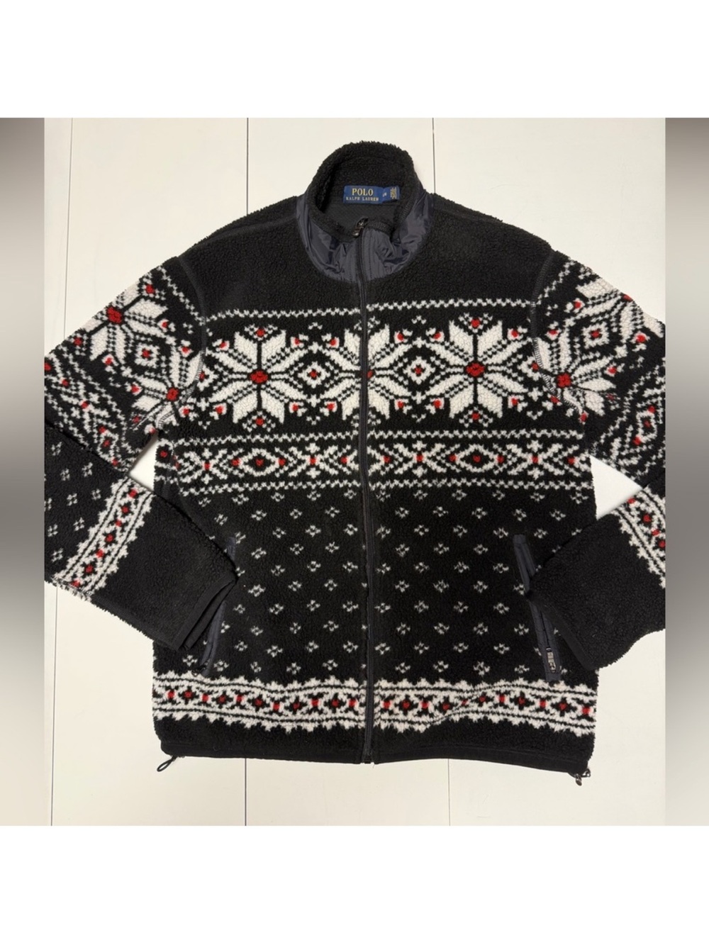 Polo Ralph Lauren Black Fair Isle Full-Zip Sweater Jacket